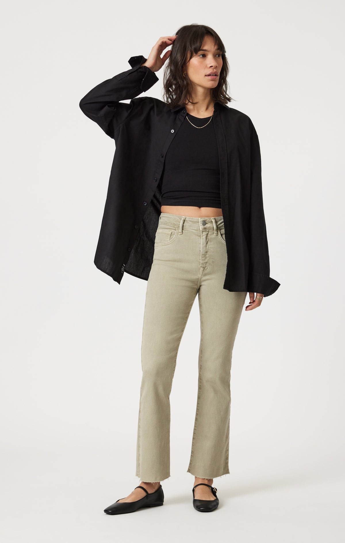 ANIKA CROPPED FLARE IN GREEN FLEX BLUE - Mavi Jeans