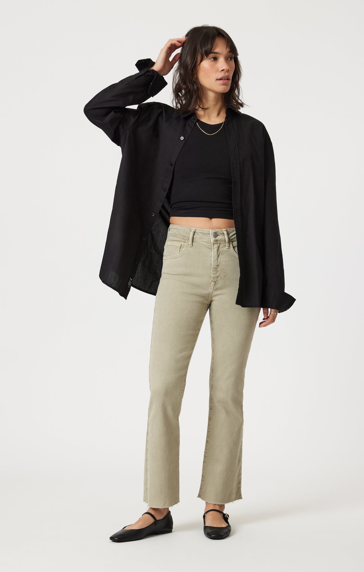 ANIKA CROPPED FLARE IN GREEN FLEX BLUE - Mavi Jeans