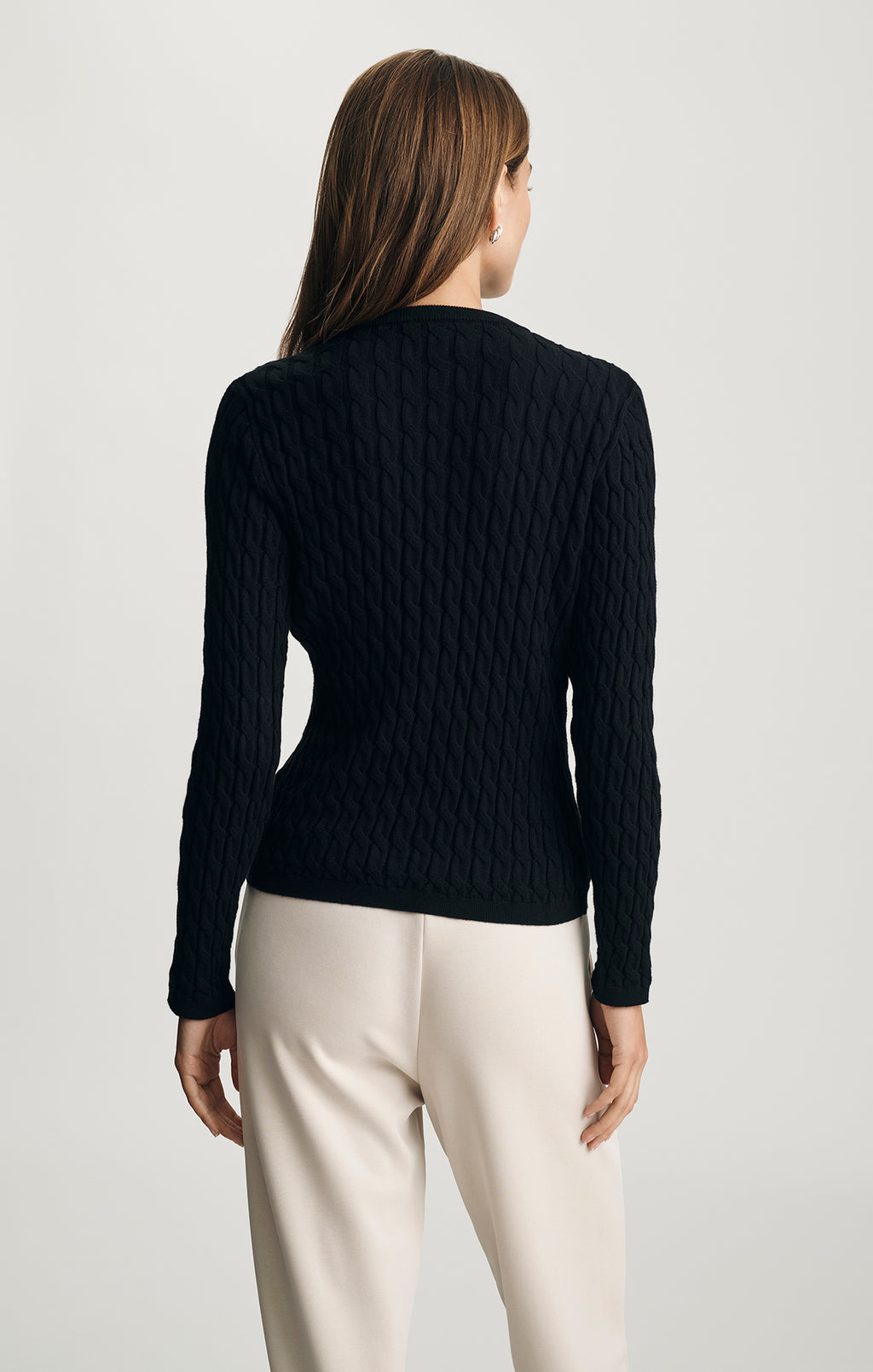 EDITION CABLE-KNIT CARDIGAN IN BLACK