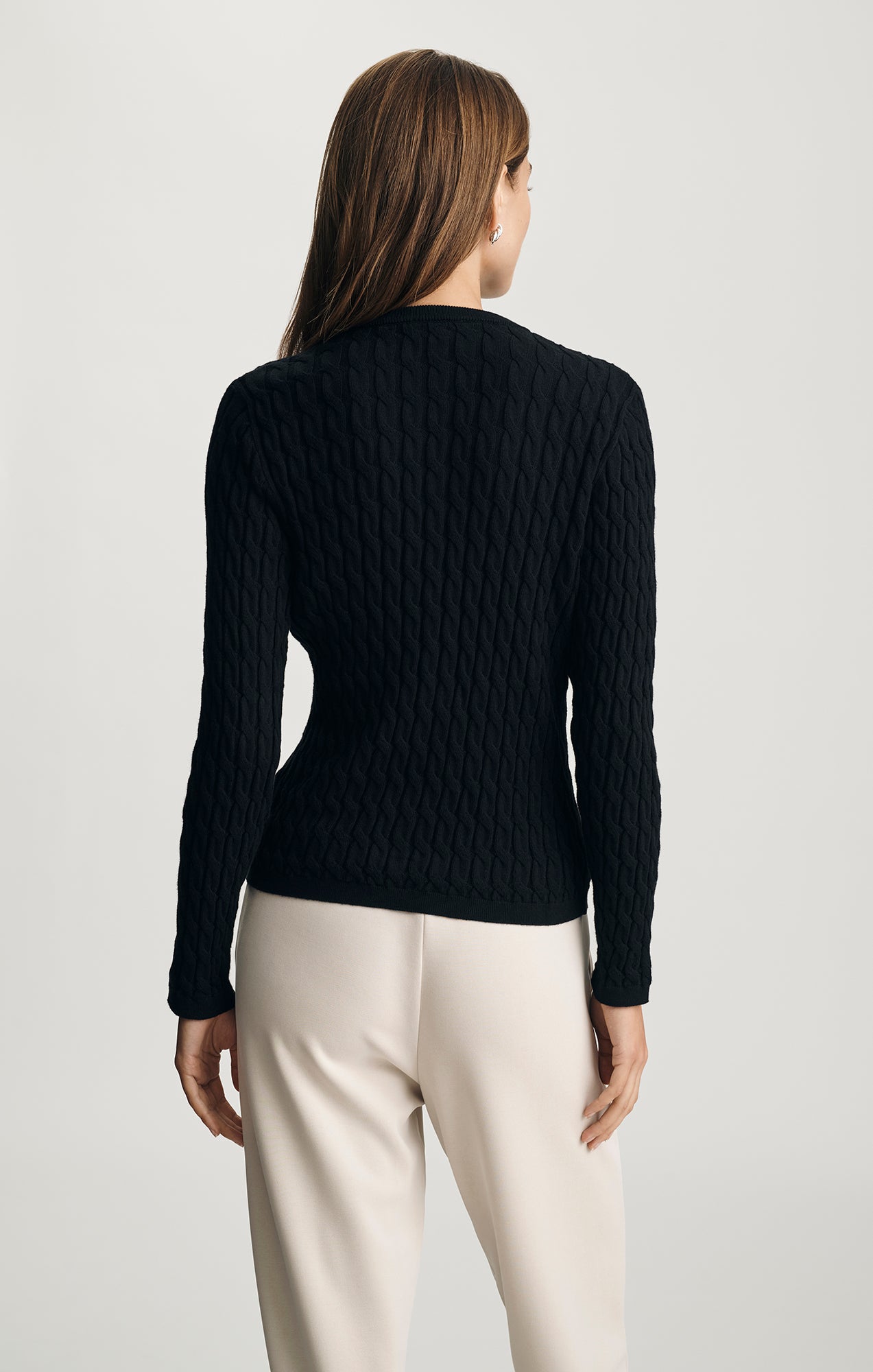 EDITION CABLE-KNIT CARDIGAN IN BLACK