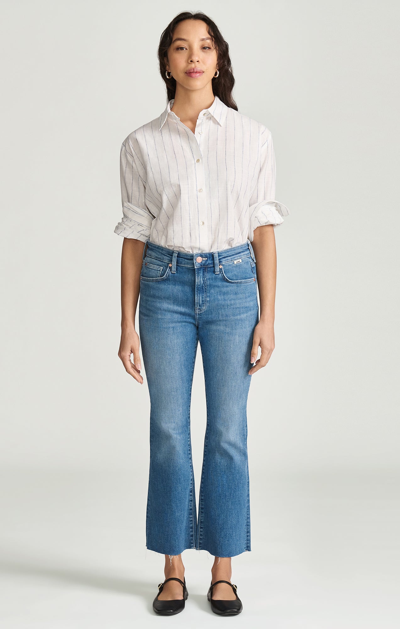 VICKY CROPPED BOOTCUT IN MID BRUSHED FLEX BLUE - Mavi Jeans