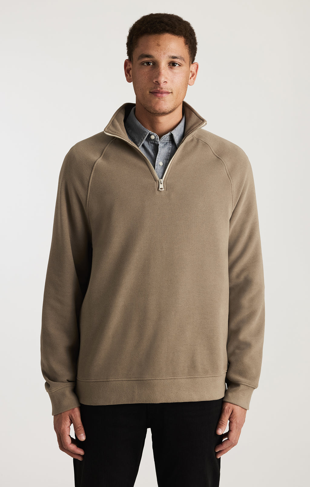 HALF ZIP SWEATSHIRT IN WALNUT - Mavi Jeans