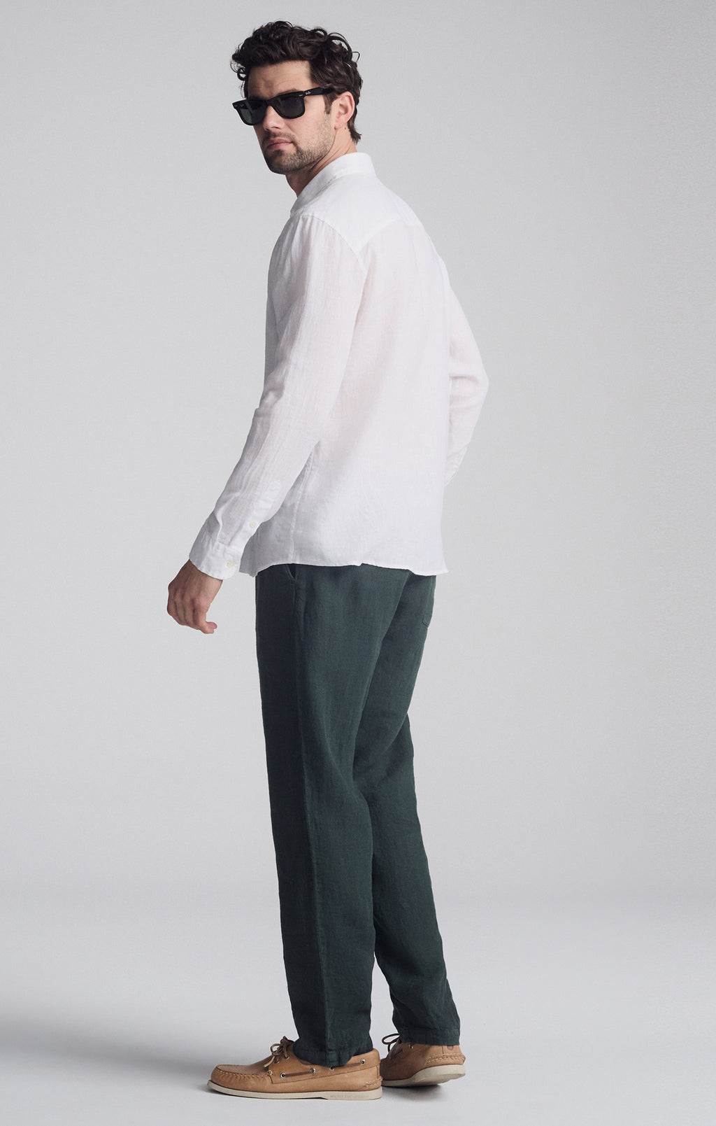 LINEN LONG SLEEVE BUTTON-UP SHIRT IN WHITE - Mavi Jeans