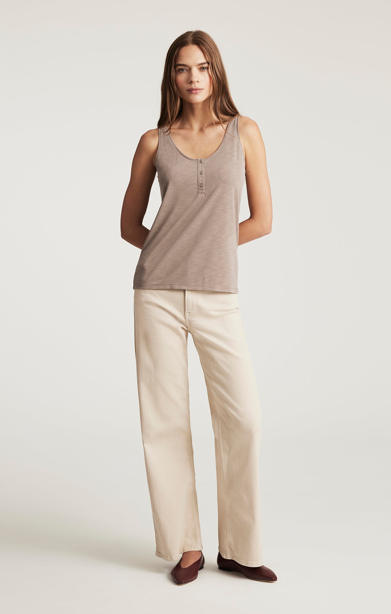 LUXE TOUCH TENCEL™ HENLEY TANK TOP IN FUNGI