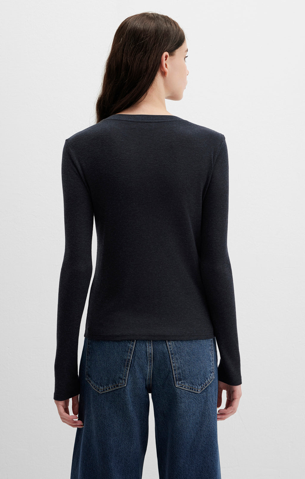 EDITION BUTTON-UP LONG SLEEVE T-SHIRT IN ANTHRACITE - Mavi Jeans