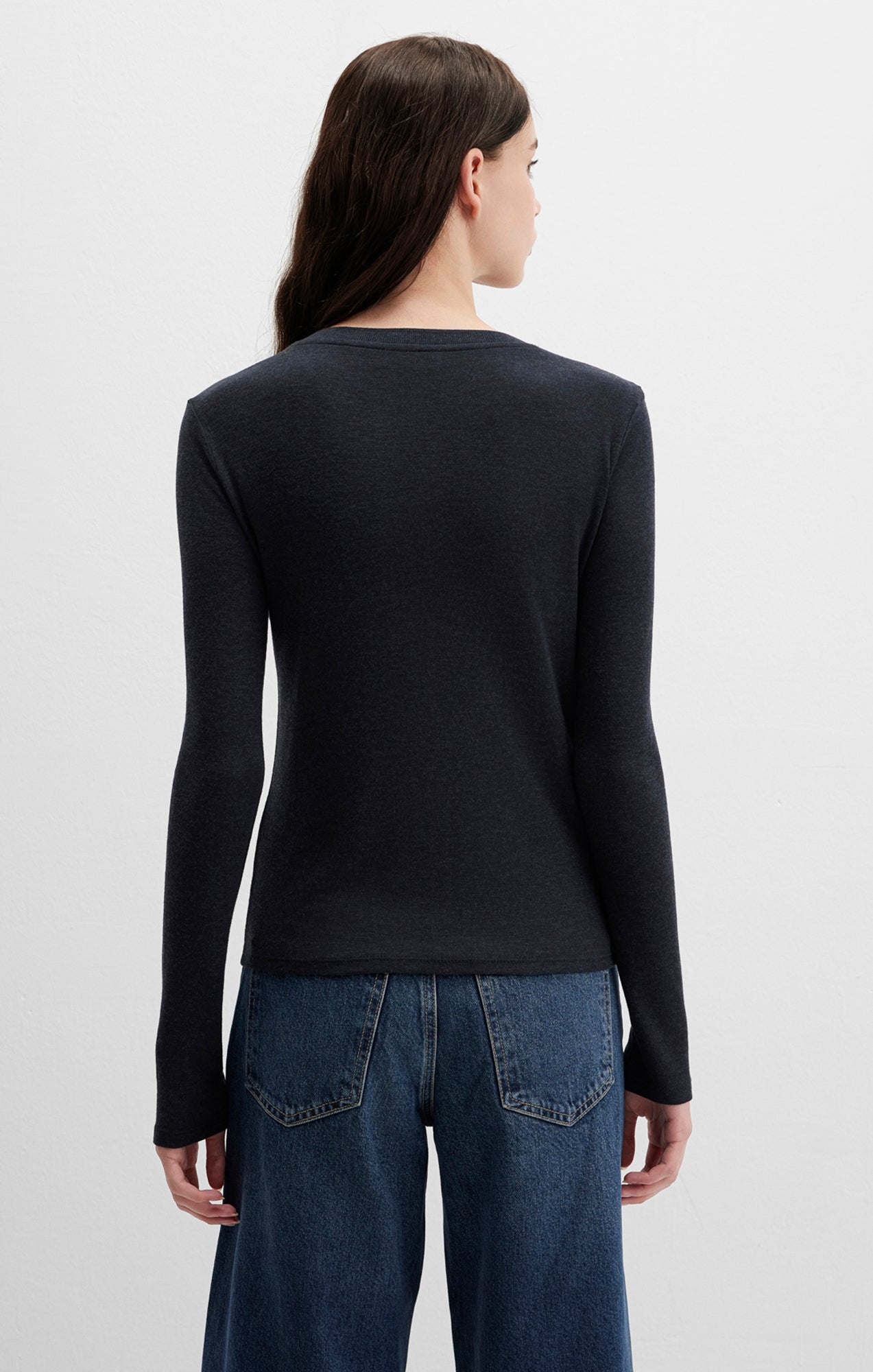 EDITION BUTTON-UP LONG SLEEVE T-SHIRT IN ANTHRACITE - Mavi Jeans