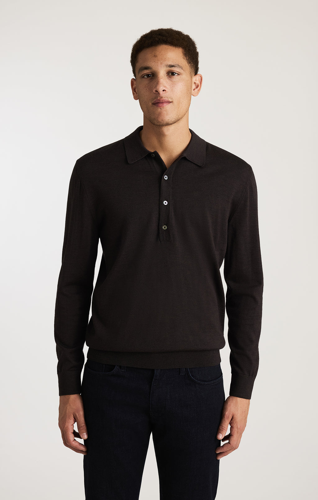 EDITION WOOL POLO SWEATER IN MAJOR BROWN
