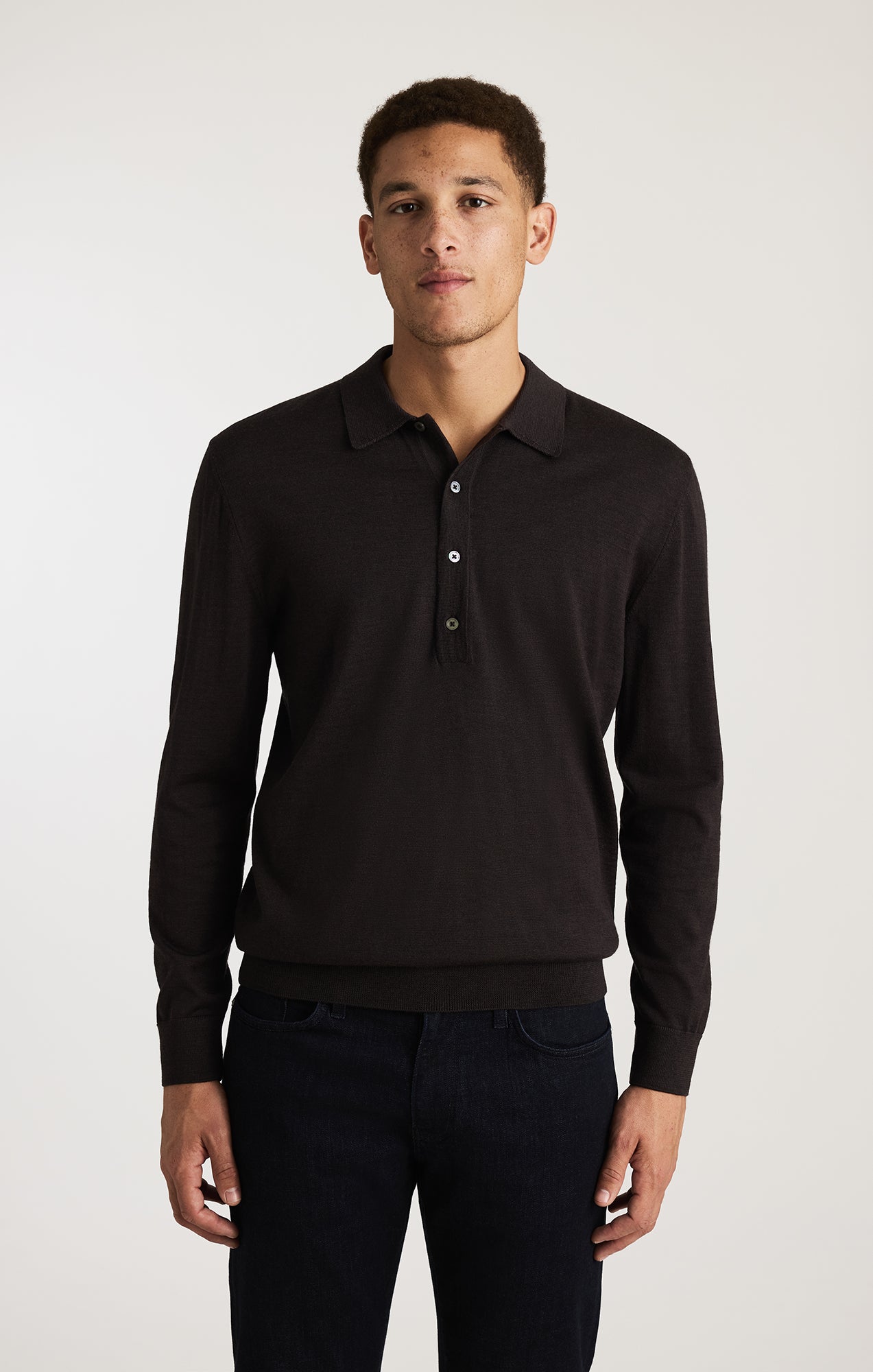 EDITION WOOL POLO SWEATER IN MAJOR BROWN