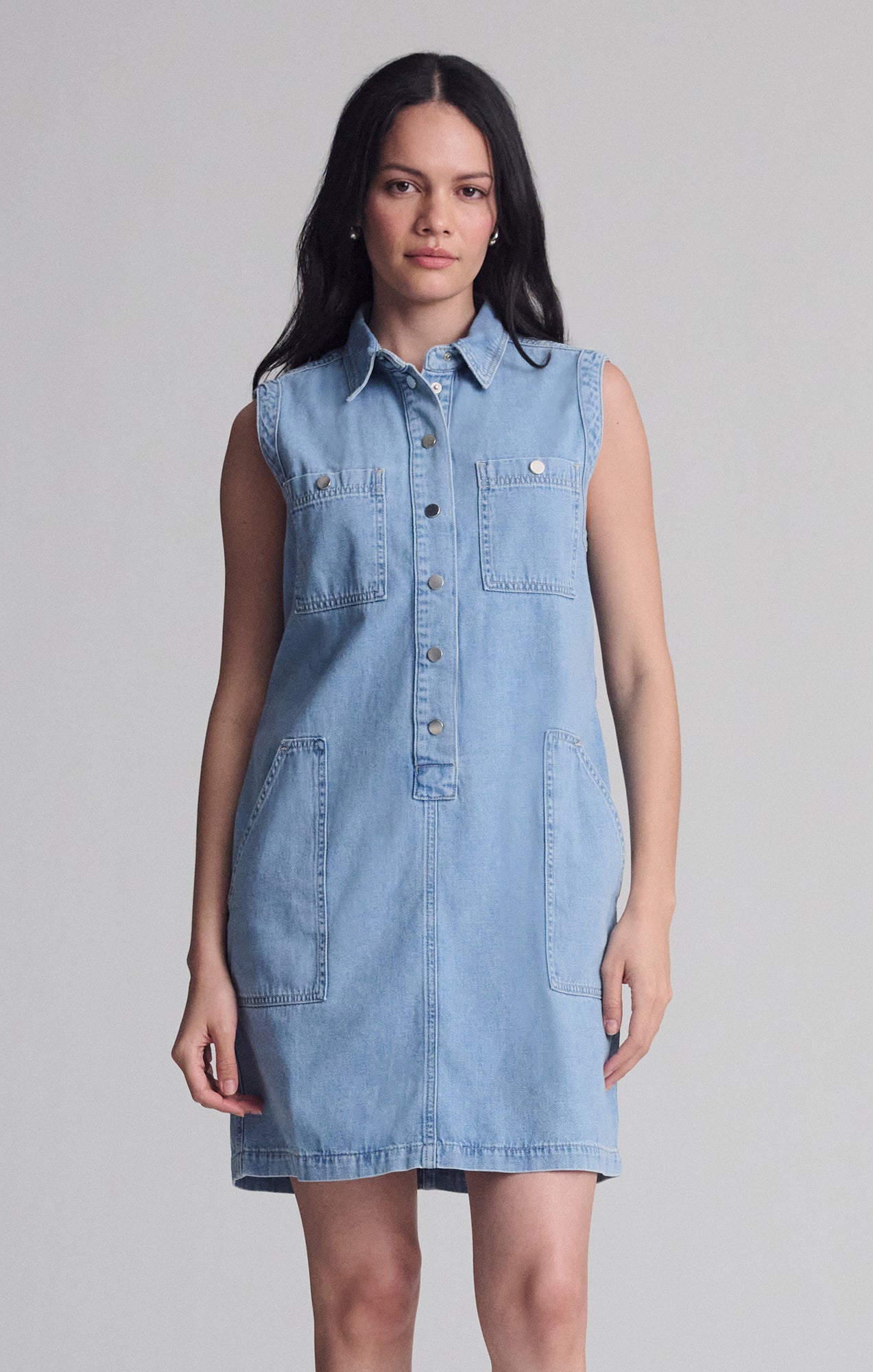 SIMLA POCKET DRESS IN LIGHT BLUE GOLD - Mavi Jeans