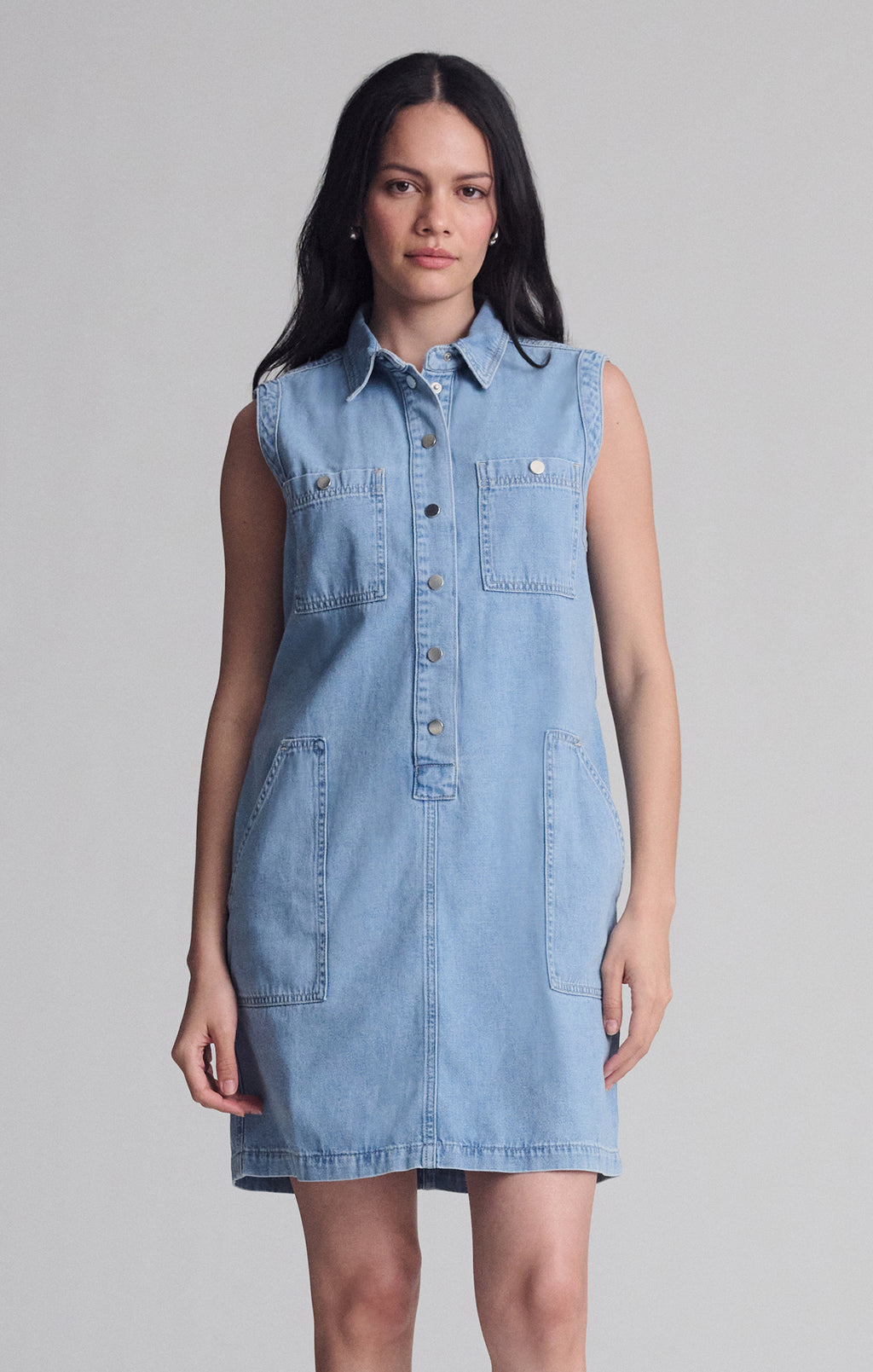 SIMLA POCKET DRESS IN LIGHT BLUE GOLD - Mavi Jeans