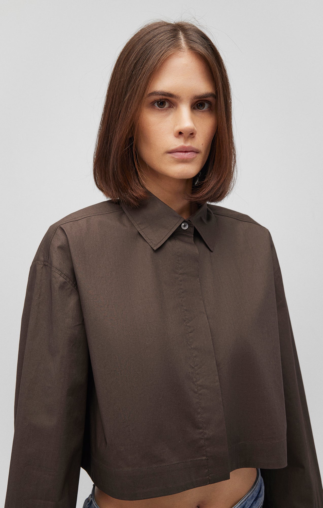 BELL SLEEVE CROPPED SHIRT IN FOREST NIGHT - Mavi Jeans