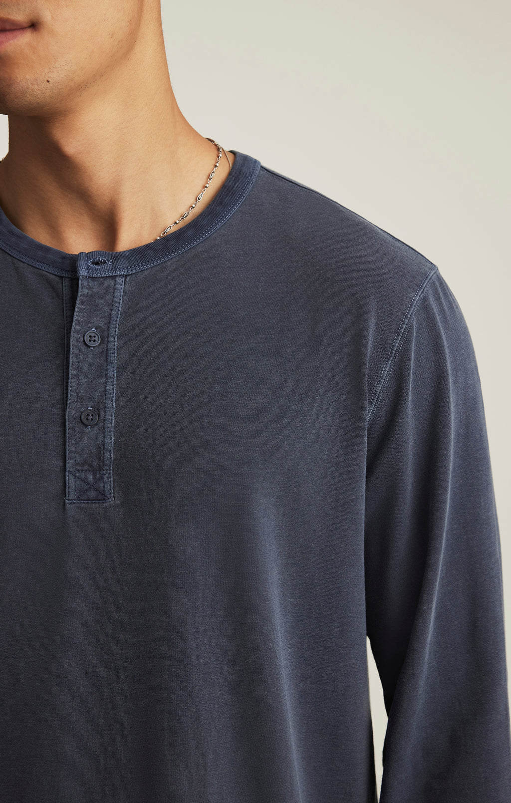 LONG SLEEVE HENLEY T-SHIRT IN OUTER SPACE