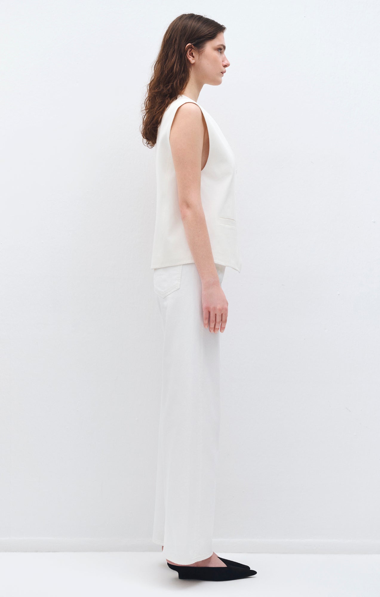 BUTTON VEST IN ANTIQUE WHITE - Mavi Jeans