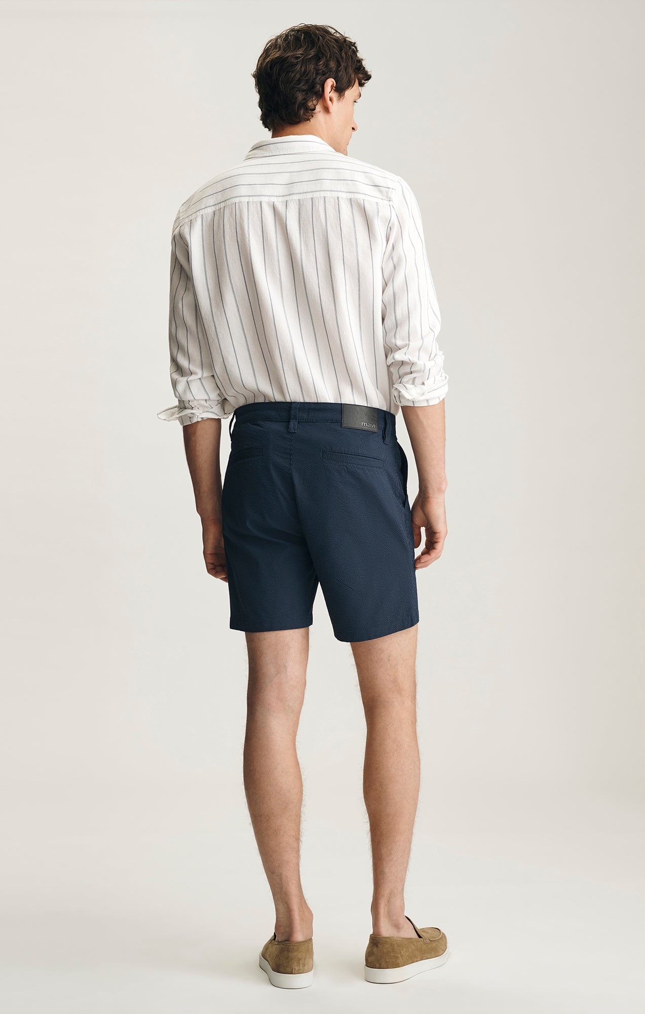 NATE CHINO SHORTS IN NAVY STRIPE SEERSUCKER - Mavi Jeans