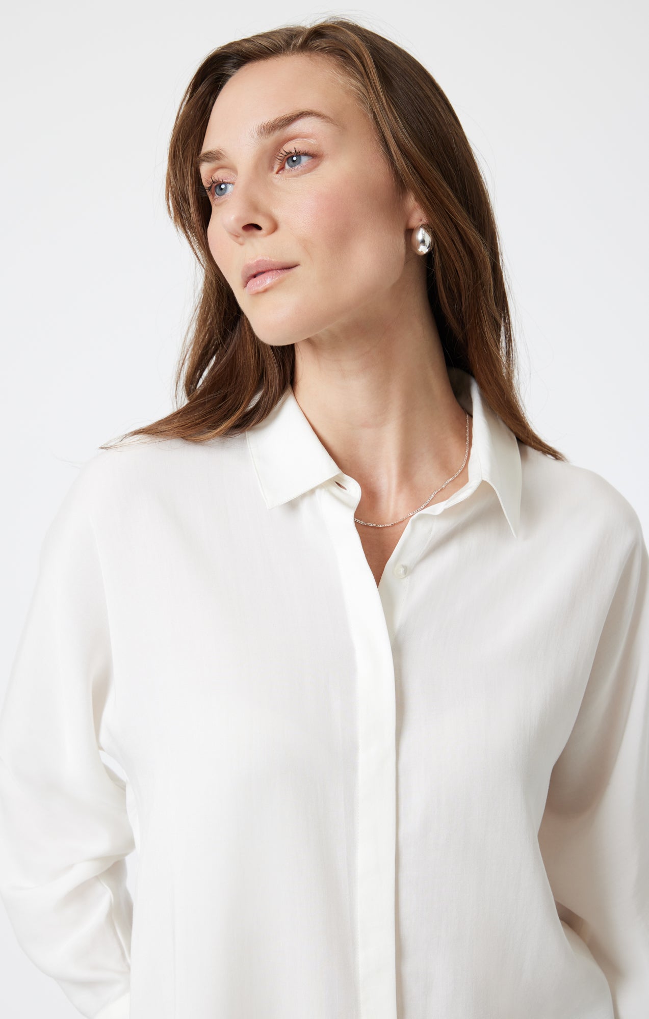 LONG SLEEVE TENCEL SHIRT IN ANTIQUE WHITE - Mavi Jeans