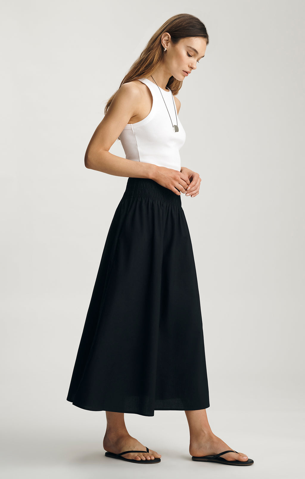 SMOCKED MAXI SKIRT IN BLACK - Mavi Jeans