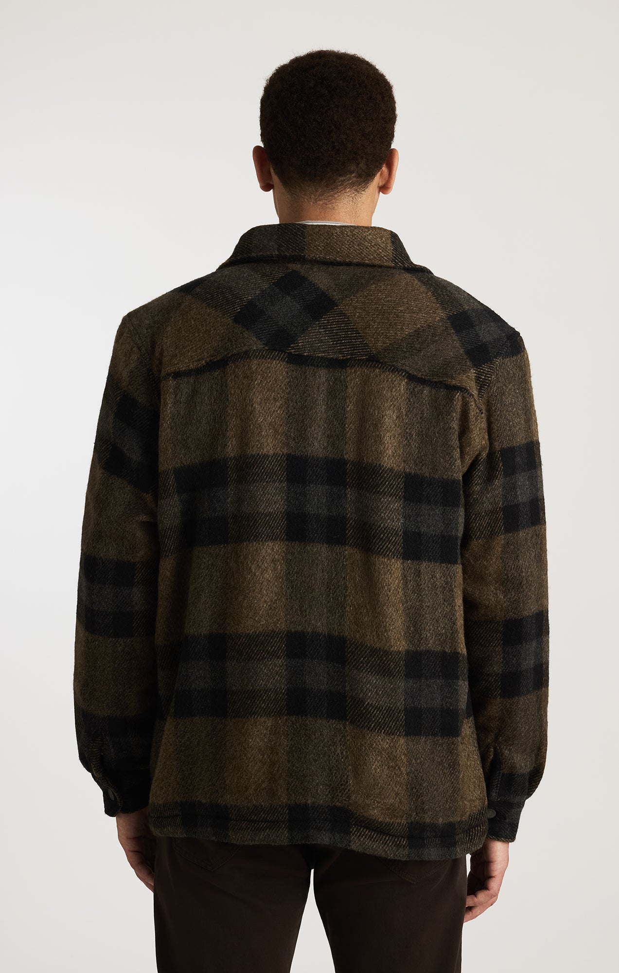 PLAID SHIRT JACKET IN BLACK