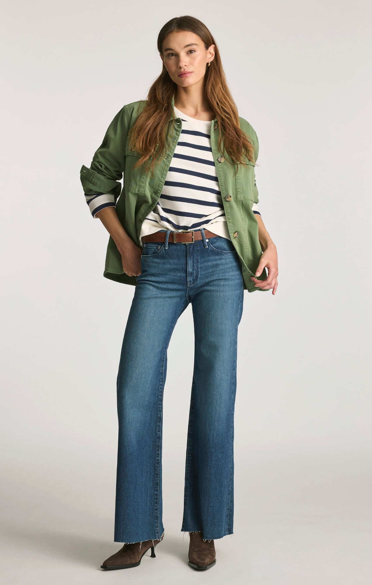 GRACE RELAXED FLARE IN DARK BRUSHED CLASSIC BLUE