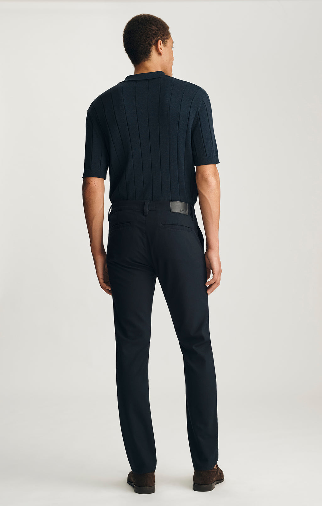 MILTON SLIM STRAIGHT CHINO IN NAVY FEATHER TWEED