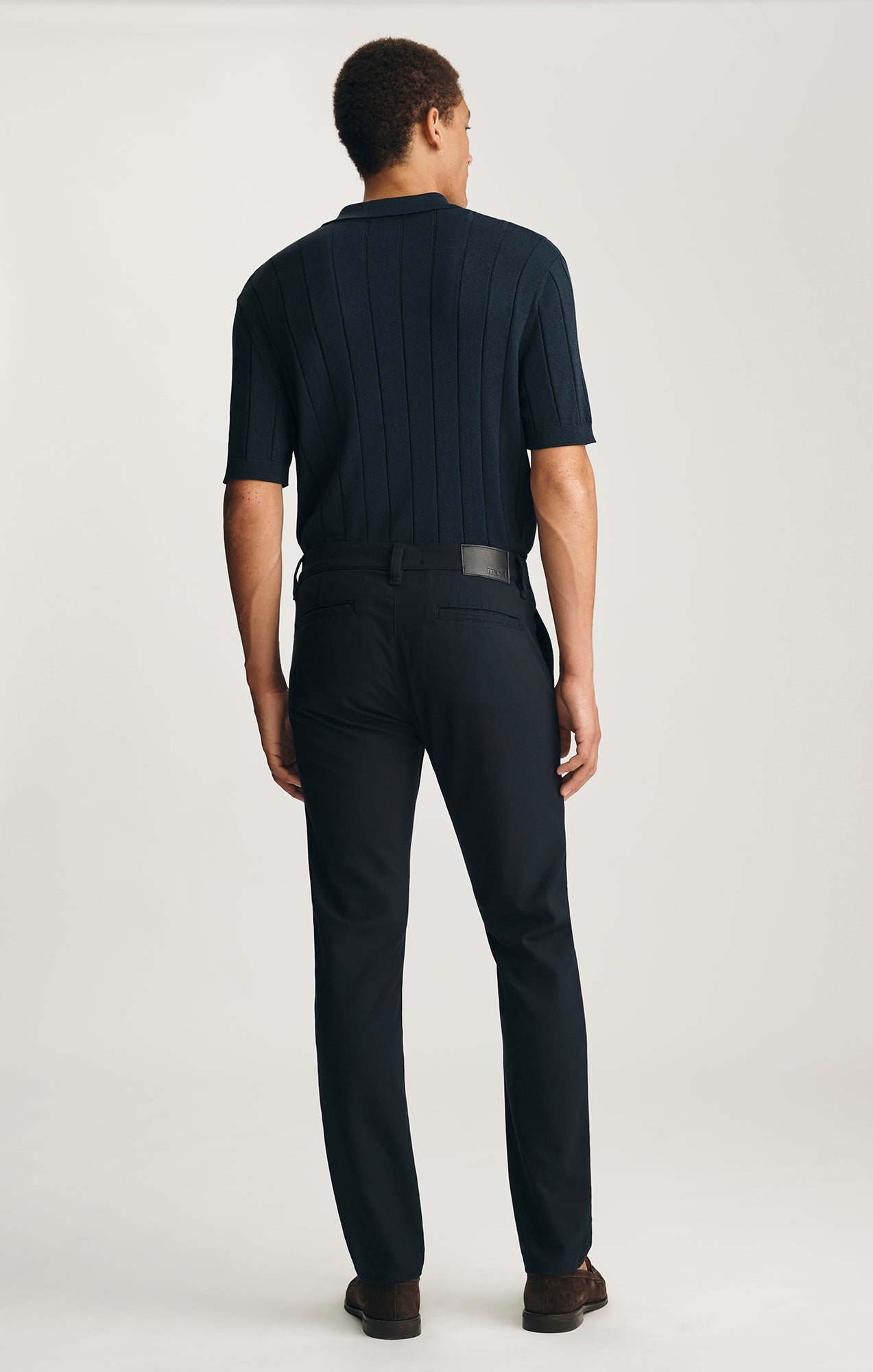 MILTON SLIM STRAIGHT CHINO IN NAVY FEATHER TWEED