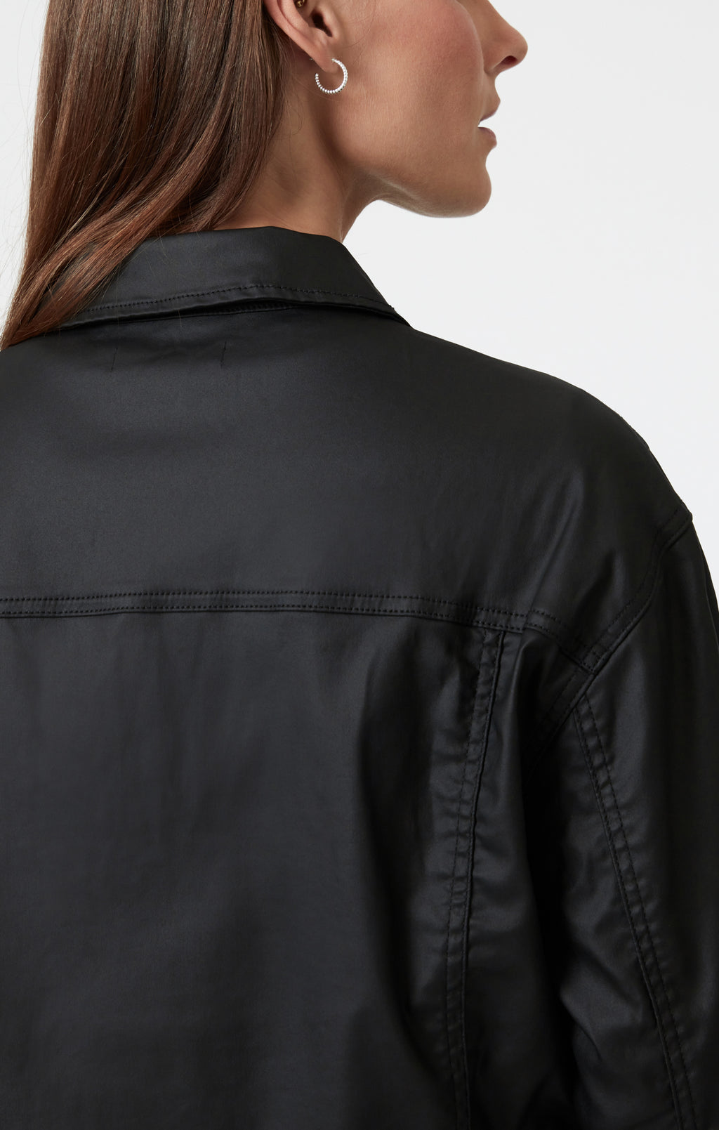 MAREN CROP JACKET IN BLACK COATED - Mavi Jeans