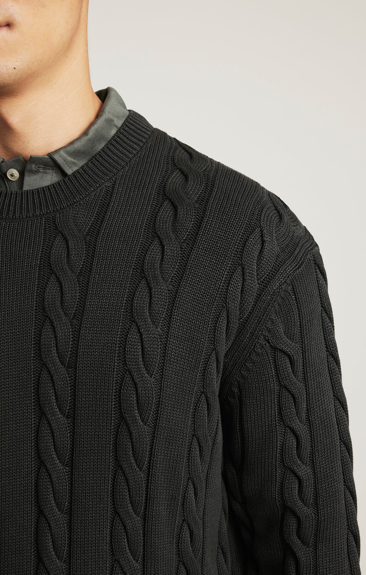 CABLE-KNIT SWEATER IN FROST GRAY - Mavi Jeans