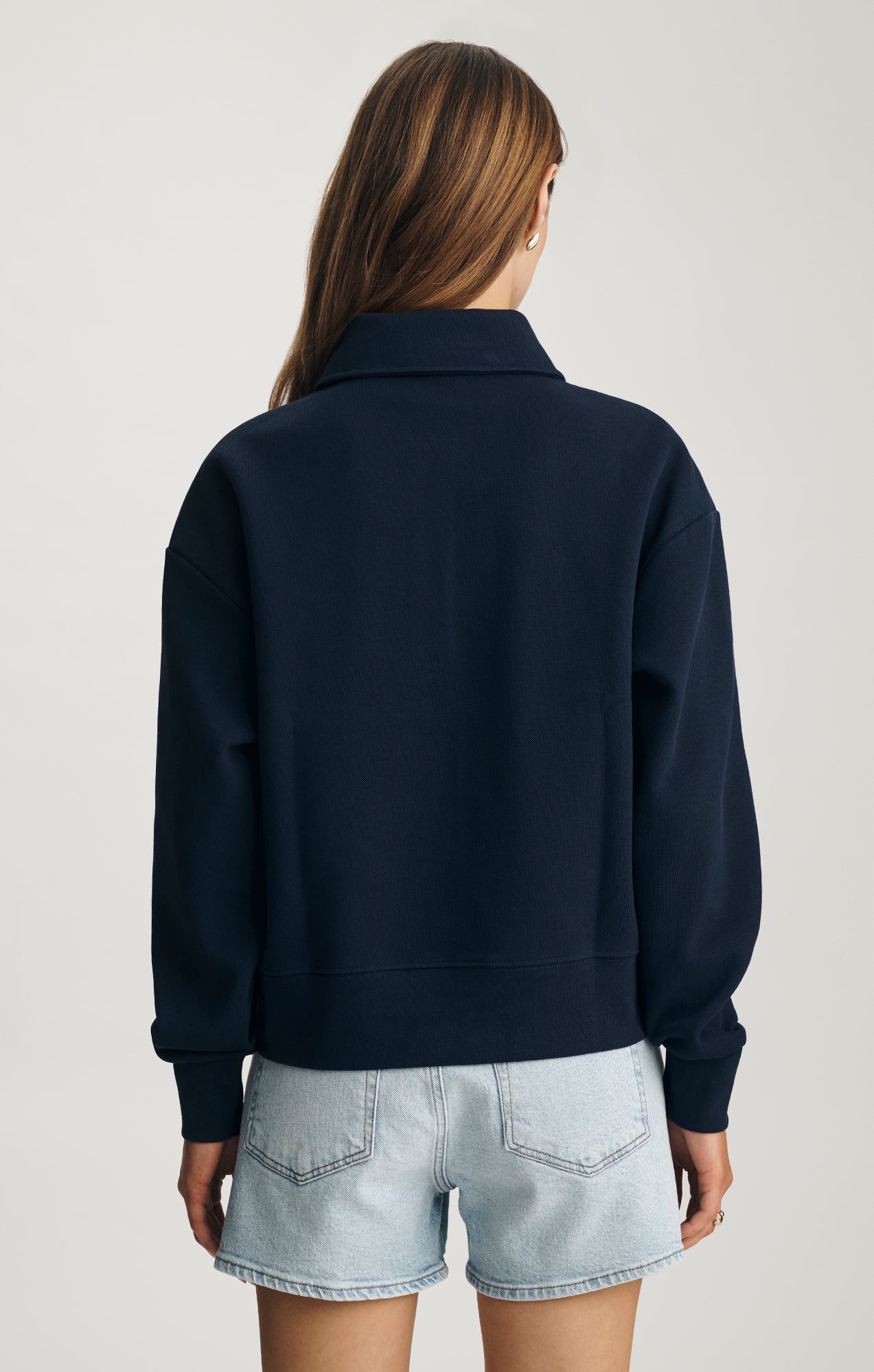 Mavi Women's Pique Polo Sweatshirt In Black Iris – Mavi Jeans