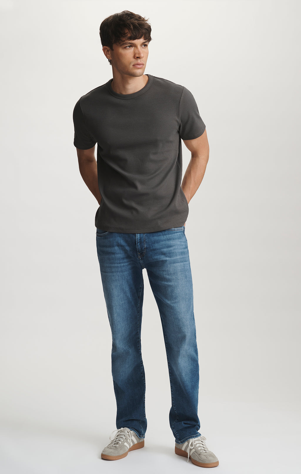 RIBBED SHORT SLEEVE CREW NECK T-SHIRT IN RAVEN