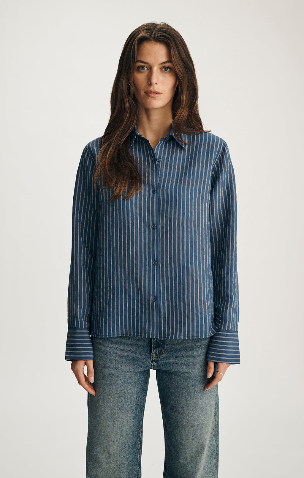 LUXE TOUCH TENCEL™ BUTTON-UP SHIRT IN INFINITY STRIPE