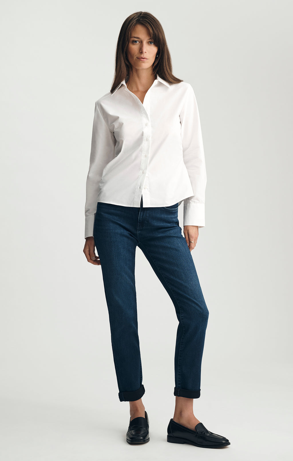 TAILORED LONG SLEEVE BUTTON-UP SHIRT IN WHITE - Mavi Jeans