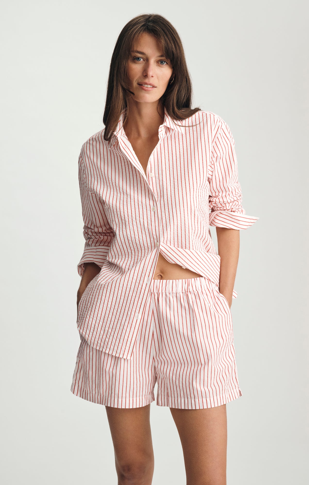 MINI SHORTS IN RED STRIPED - Mavi Jeans