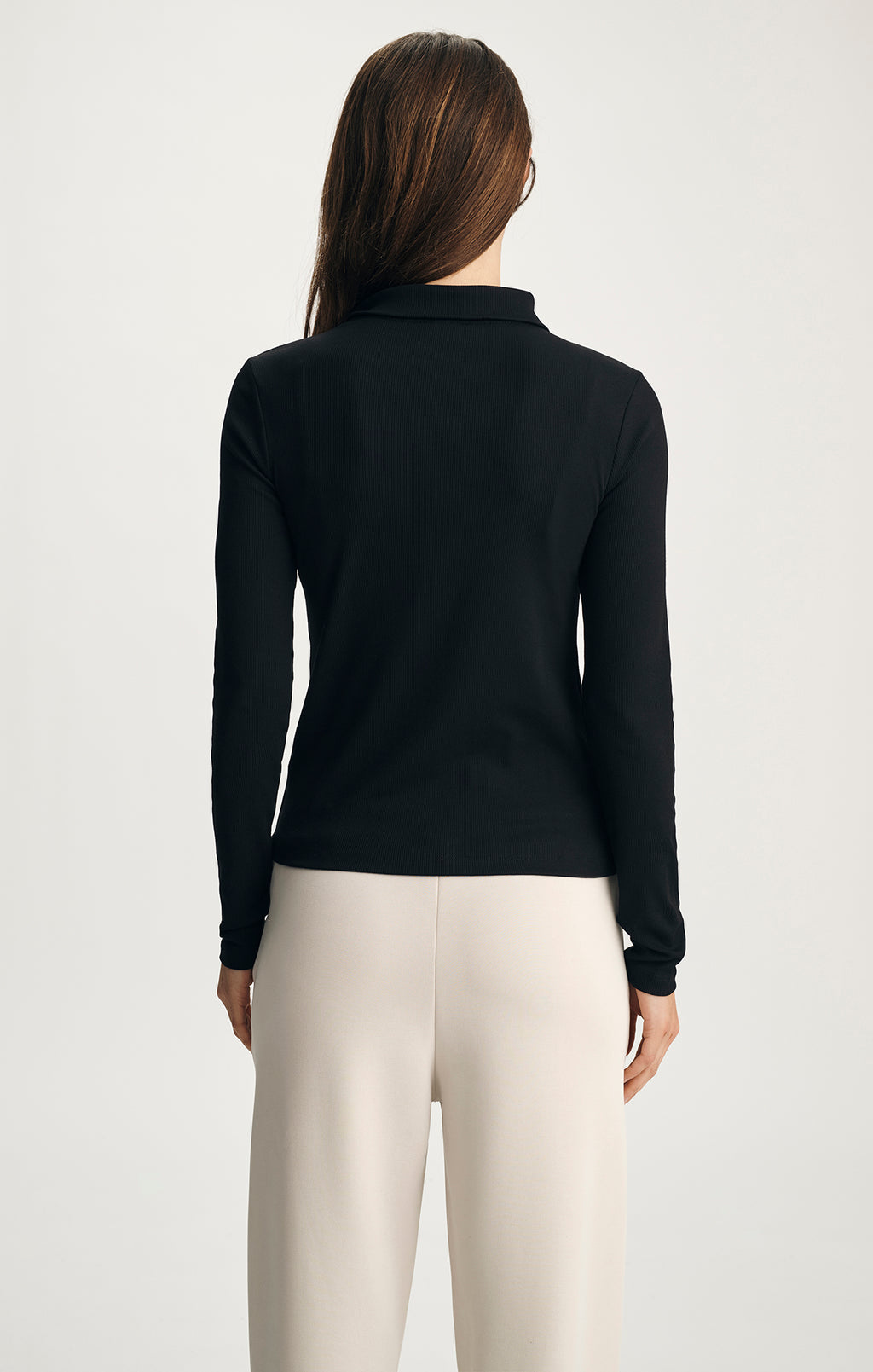 SPORTY LUXE HALF ZIP SHIRT IN BLACK