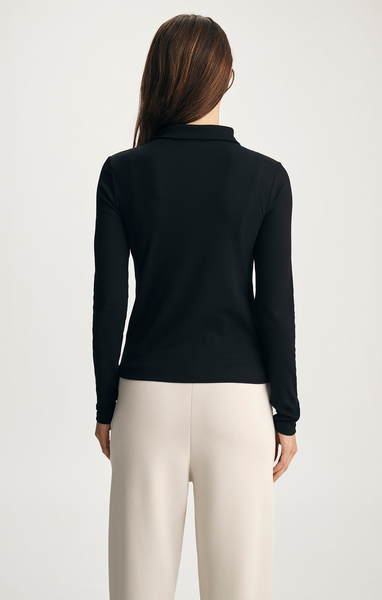 SPORTY LUXE HALF ZIP SHIRT IN BLACK