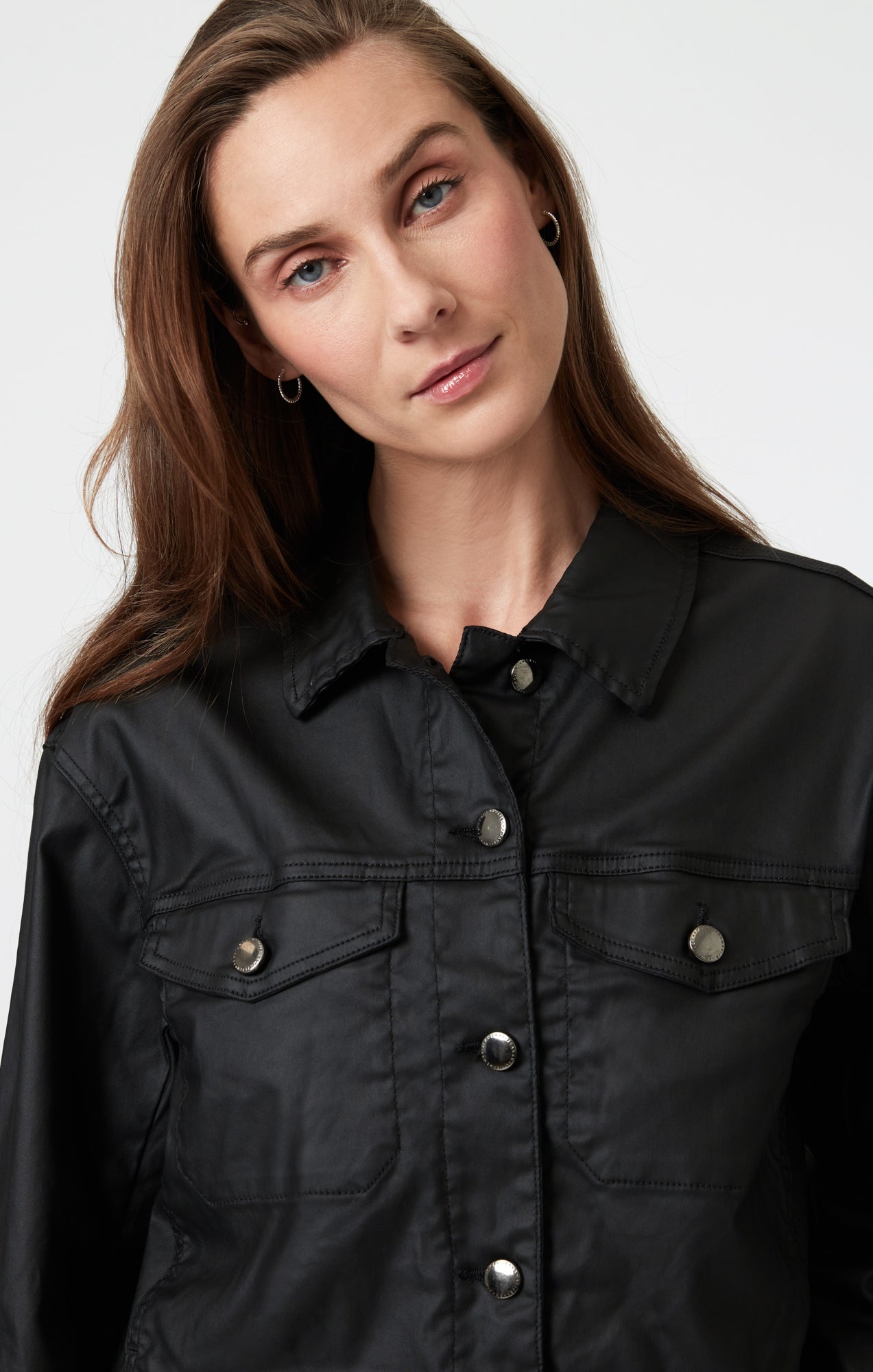 MAREN CROP JACKET IN BLACK COATED - Mavi Jeans