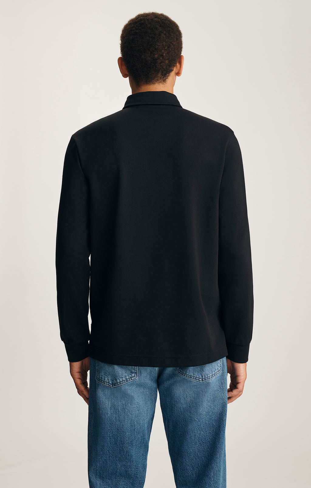 LONG SLEEVE POLO T-SHIRT IN BLACK