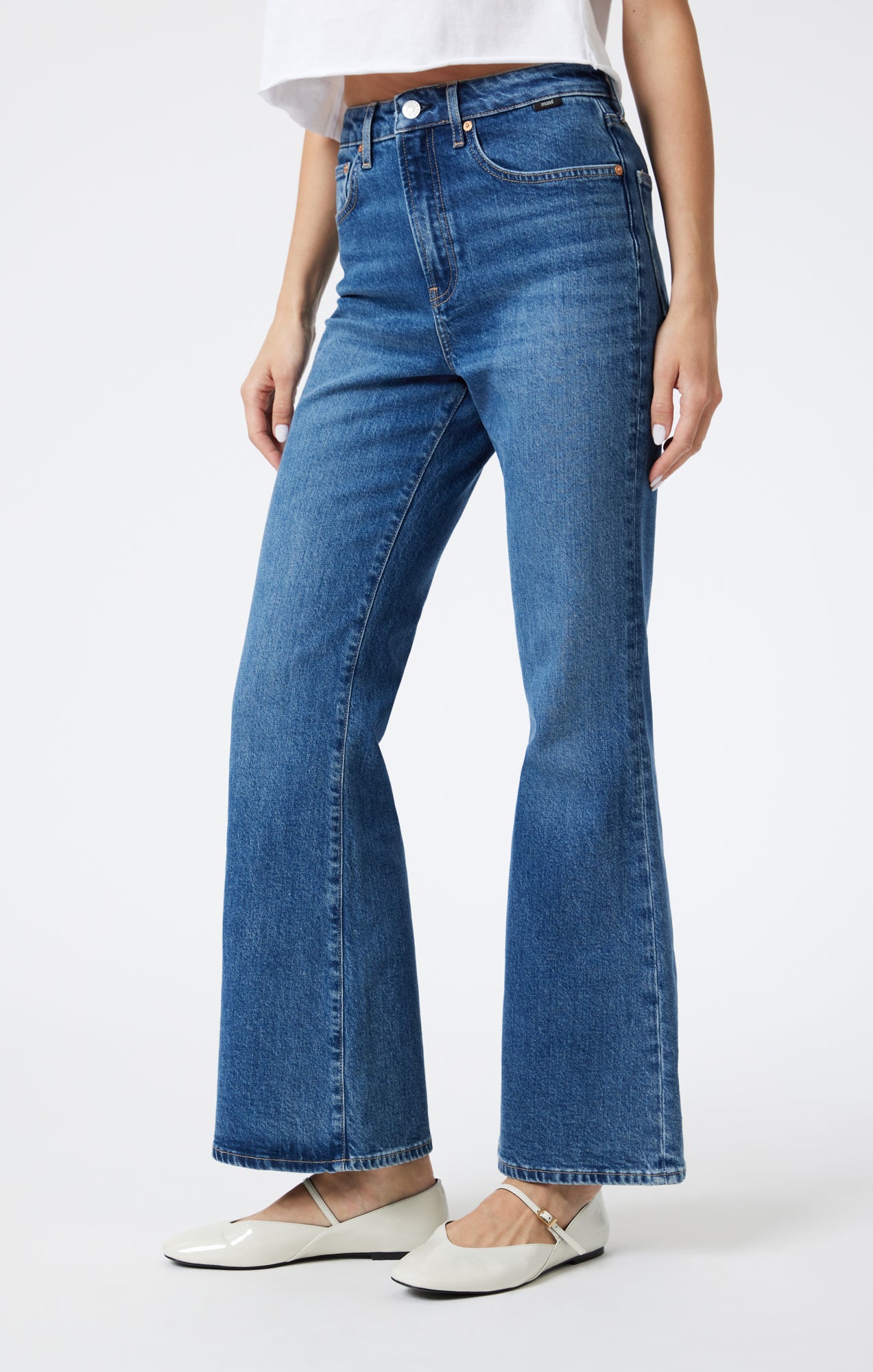 LOS ANGELES FLARE IN MID BRUSHED CLASSIC BLUE - Mavi Jeans