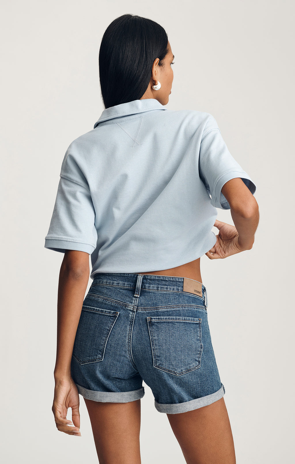 JULIA RELAXED SHORTS IN DARK BRUSHED FLEX BLUE - Mavi Jeans