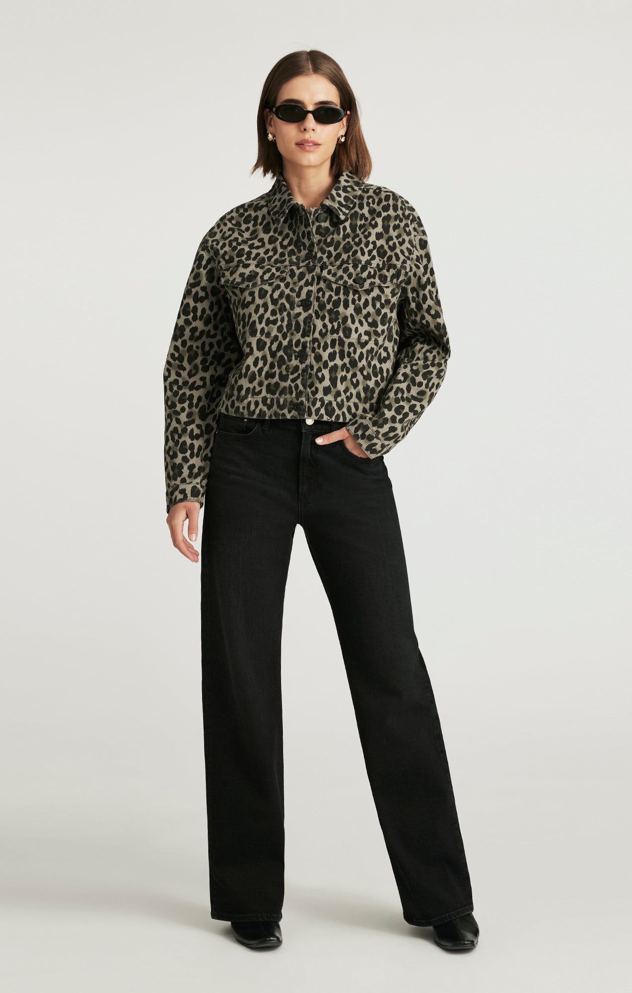 MAREN CROP JACKET IN GREEN LEO DENIM - Mavi Jeans