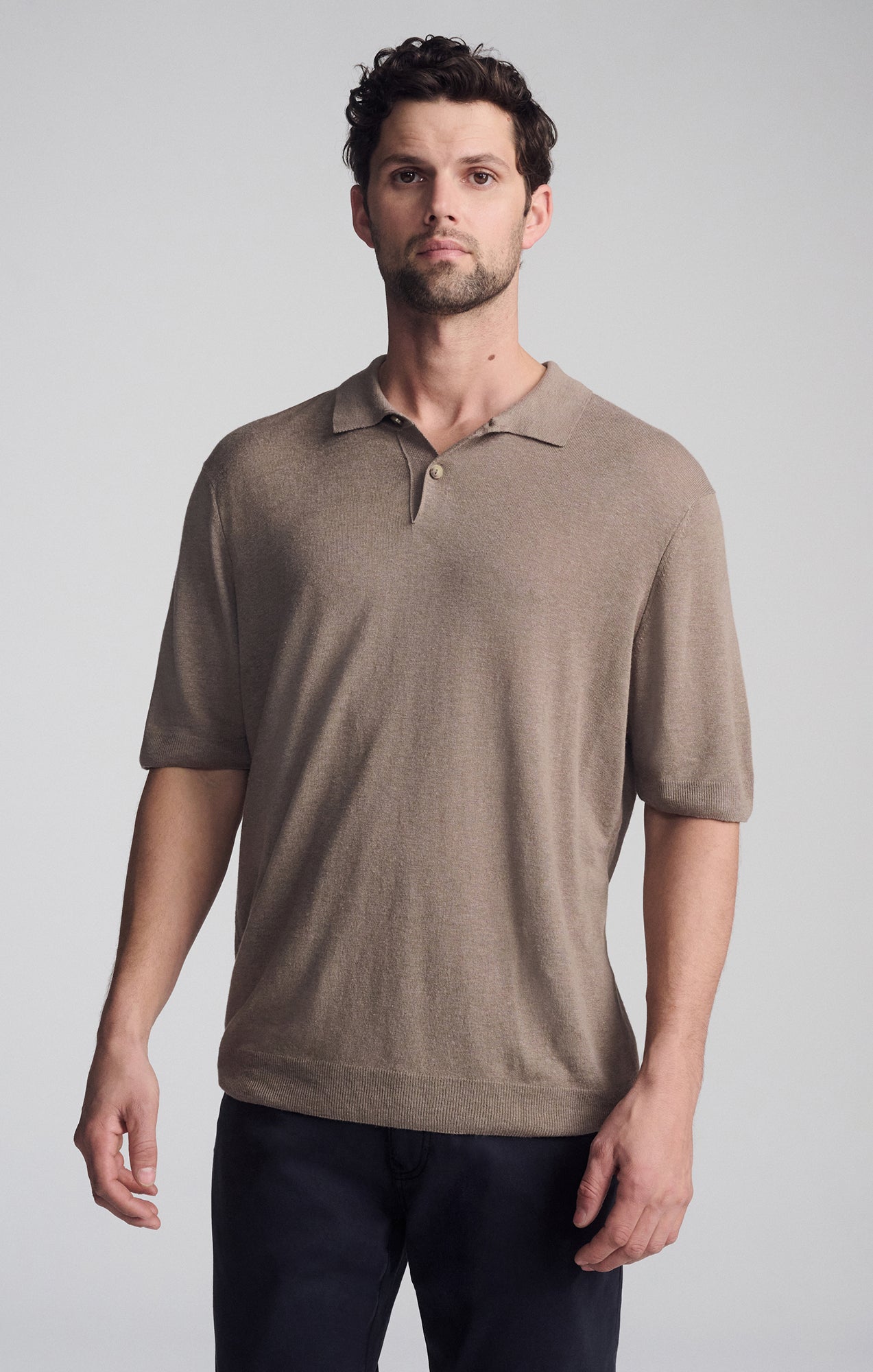 SHORT SLEEVE POLO SWEATER IN BRINDLE - Mavi Jeans