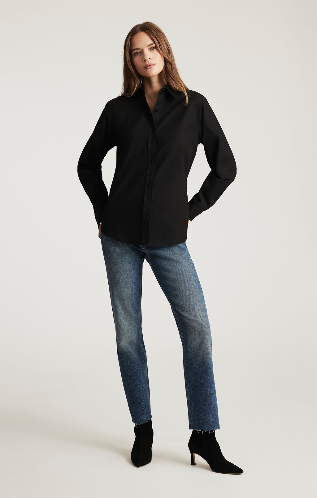 LONG SLEEVE BUTTON-UP SHIRT IN BLACK - Mavi Jeans