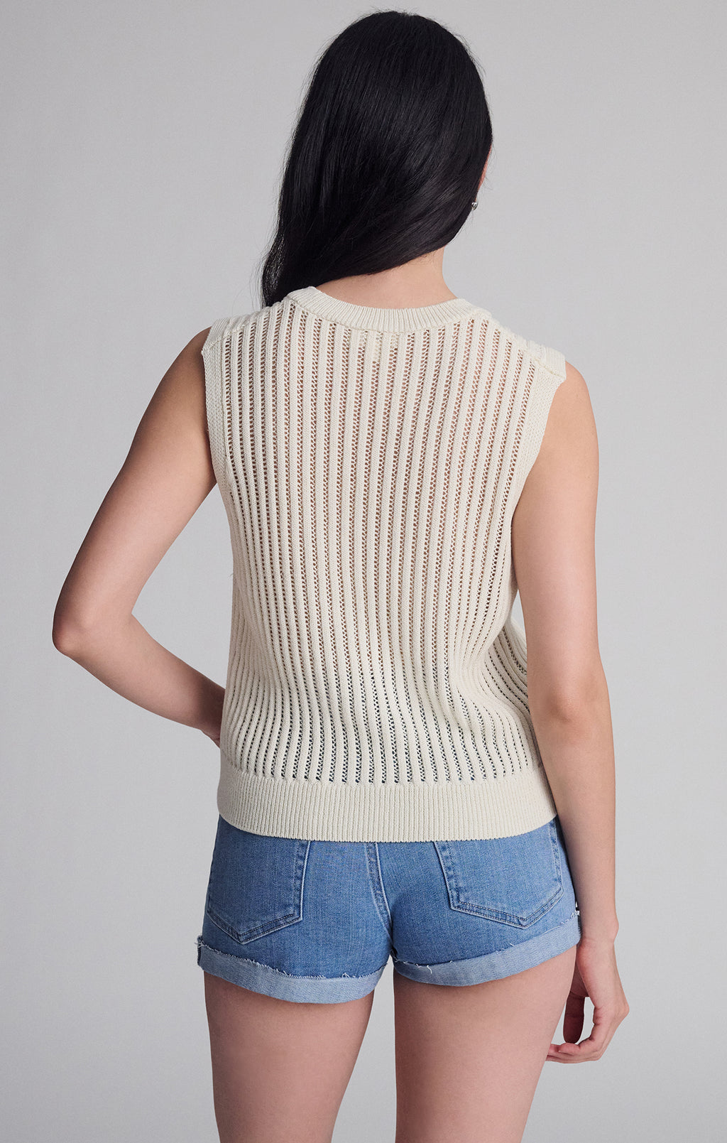 SLEEVELESS KNIT TOP IN COCONUT MILK - Mavi Jeans