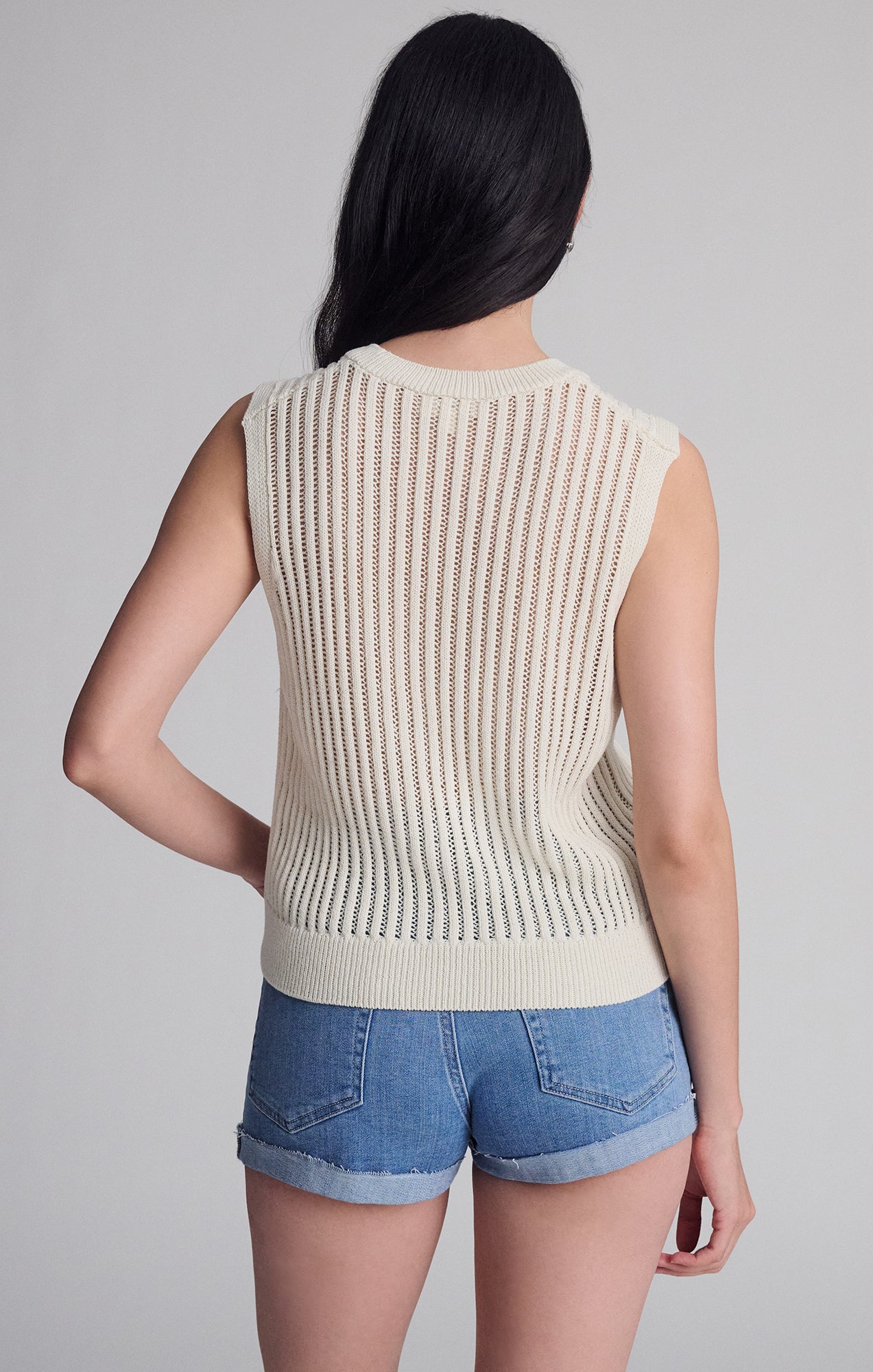 SLEEVELESS KNIT TOP IN COCONUT MILK - Mavi Jeans