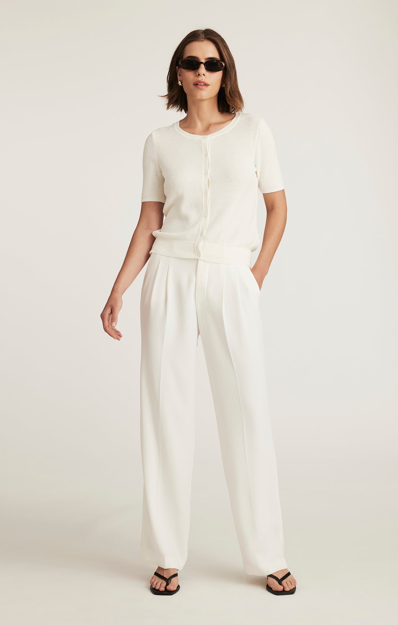 EDITION SHORT SLEEVE CARDIGAN IN MARSHMALLOW
