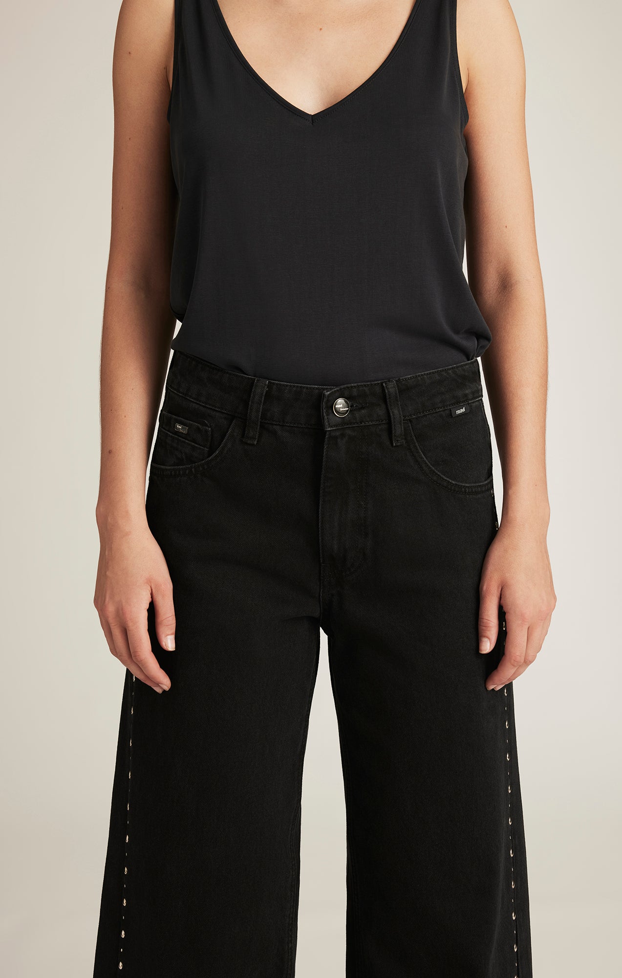 REBECCA WIDE LEG IN STUDDED SMOKE DENIM - Mavi Jeans