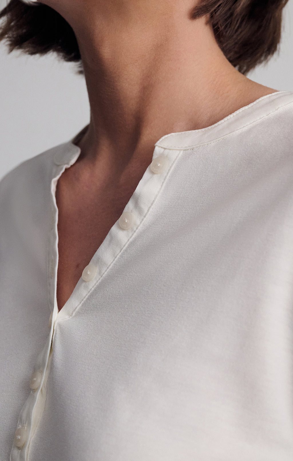LONG SLEEVE HENLEY IN COCONUT MILK - Mavi Jeans