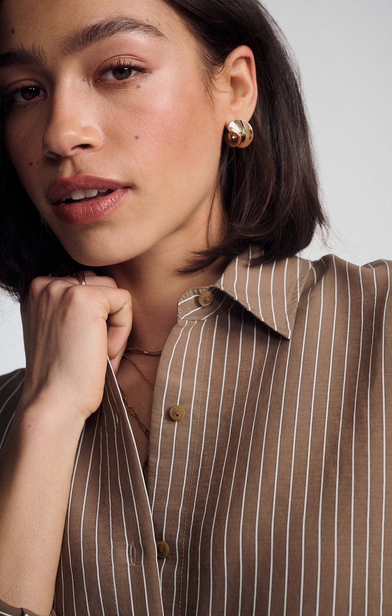 LUXE TOUCH TENCEL™ BUTTON-UP STRIPED SHIRT IN CUB STRIPE - Mavi Jeans