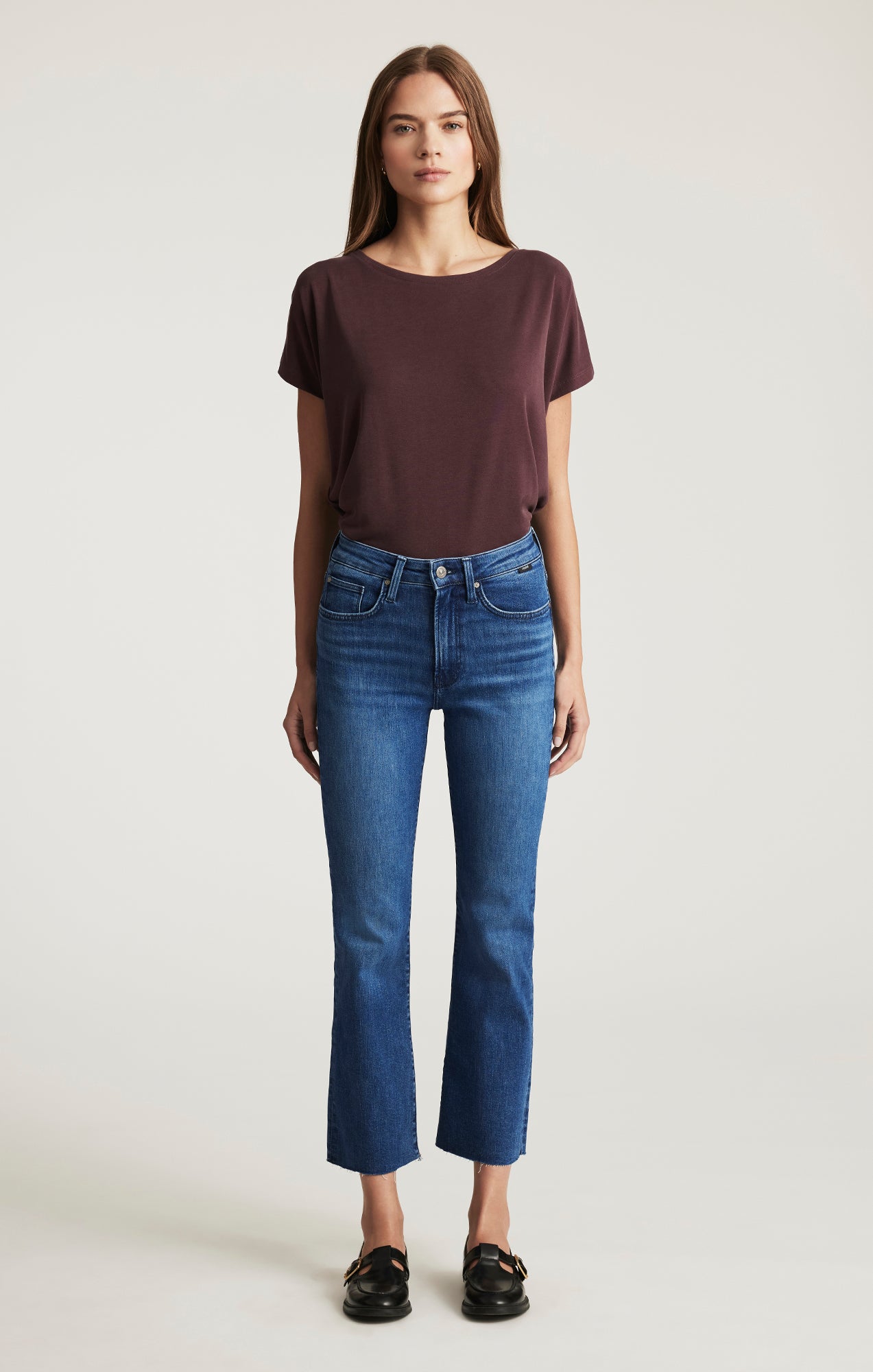 ANIKA CROPPED FLARE IN DARK BRUSHED FLEX BLUE - Mavi Jeans
