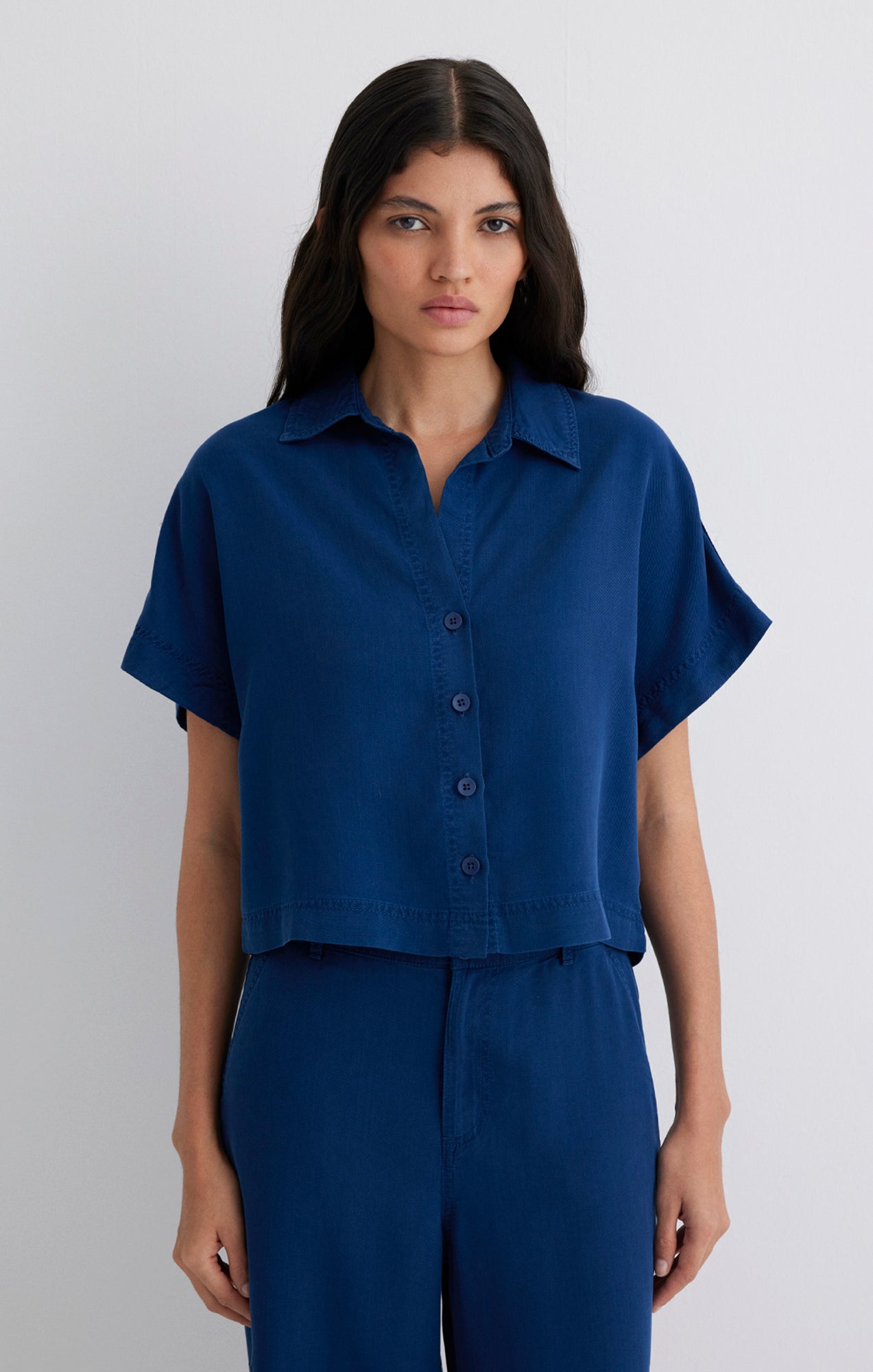DENIM SHORT SLEEVE BUTTON-UP SHIRT IN LIGHT INDIGO - Mavi Jeans