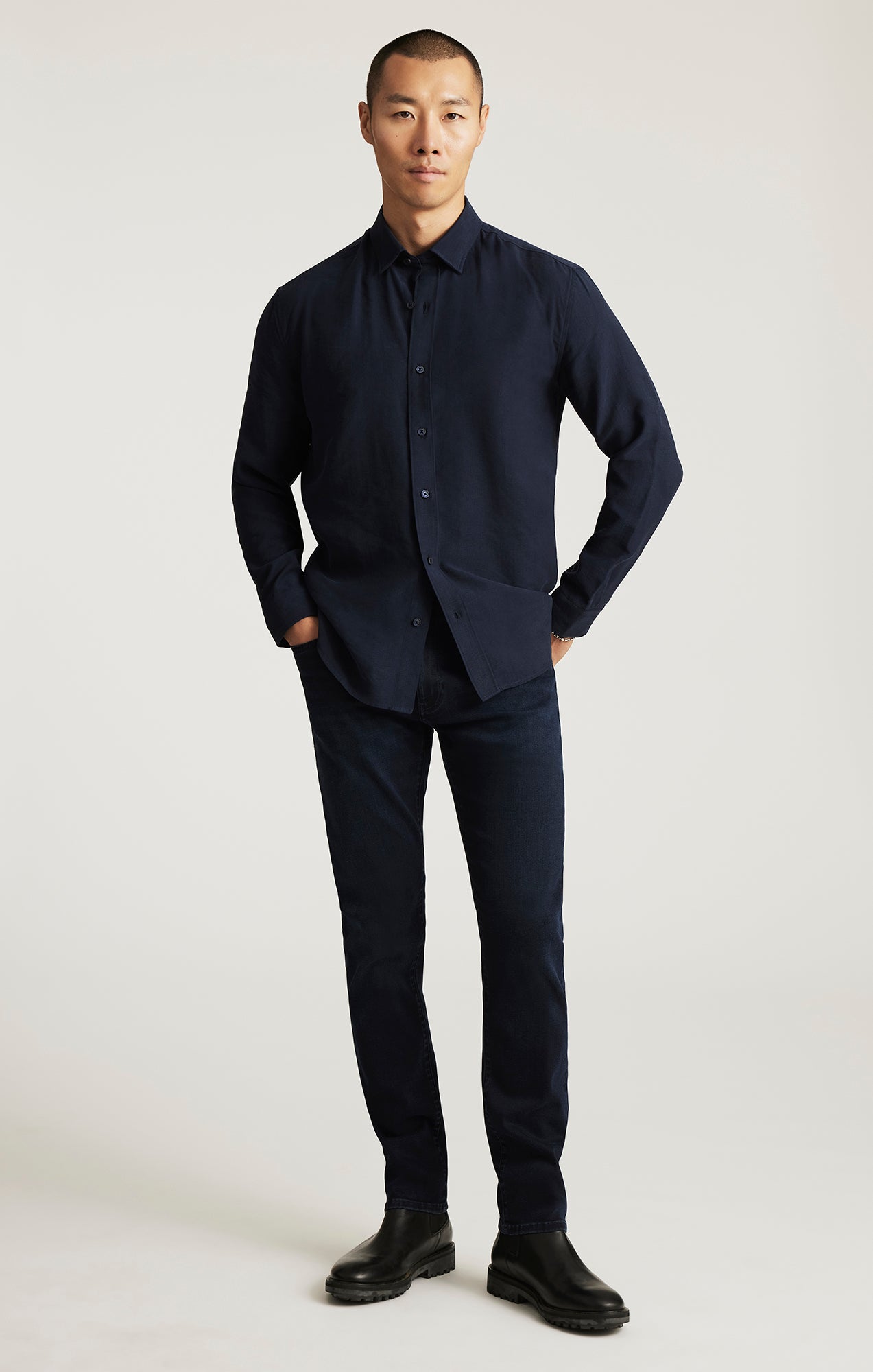 EDITION LONG SLEEVE BUTTON-UP SHIRT IN TOTAL ECLIPSE - Mavi Jeans
