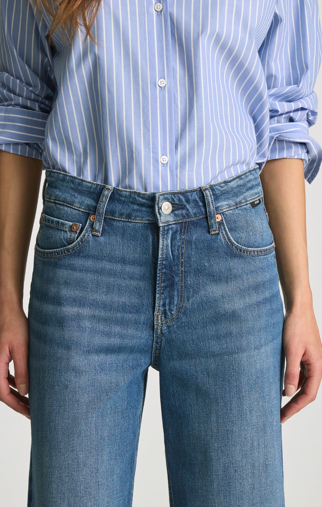 FLORIDA WIDE LEG IN MID BRUSHED CLASSIC BLUE - Mavi Jeans